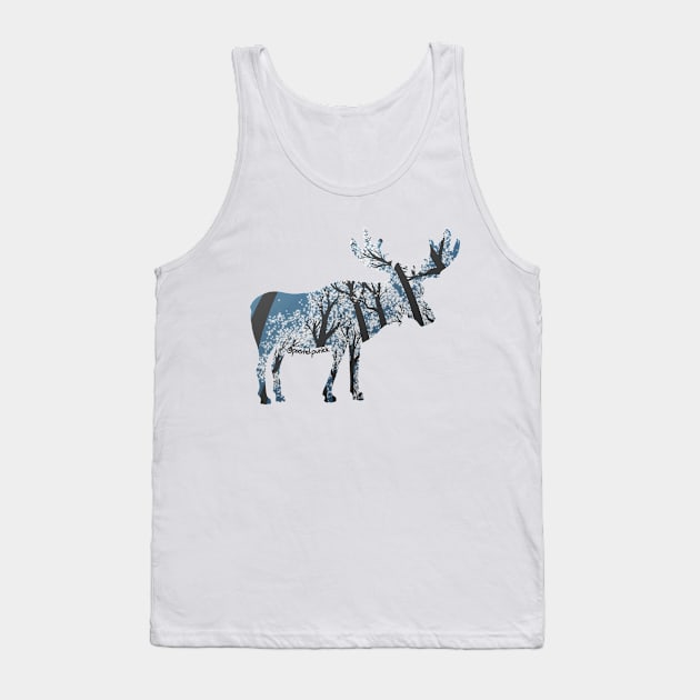 Moose White Forest Tank Top by Pastel.Punkk